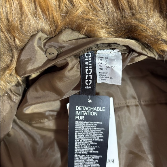 H&M Brown Bomber Jacket with Faux Fur Collar - Picture 7 of 10